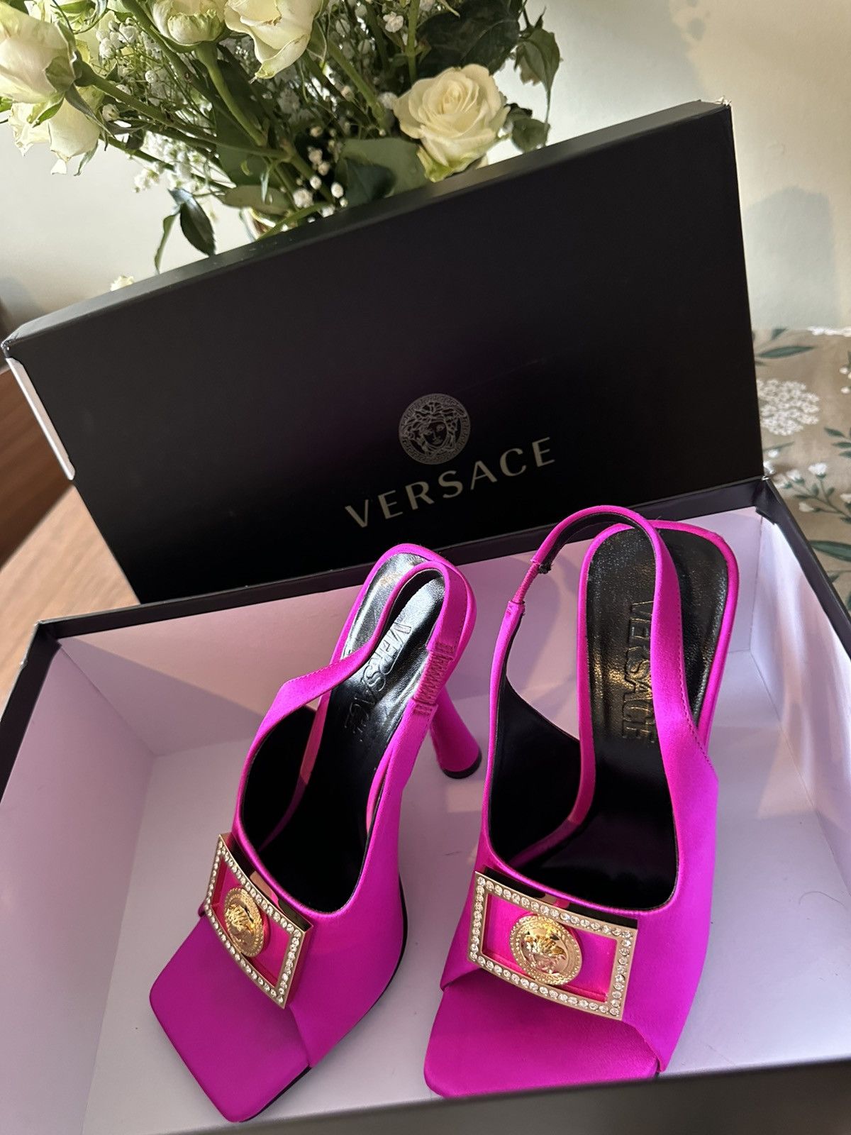 Versace Versace Pink High-Heeled Slingback Sandals Size US 6.5 / IT 36.5 - 9 Thumbnail