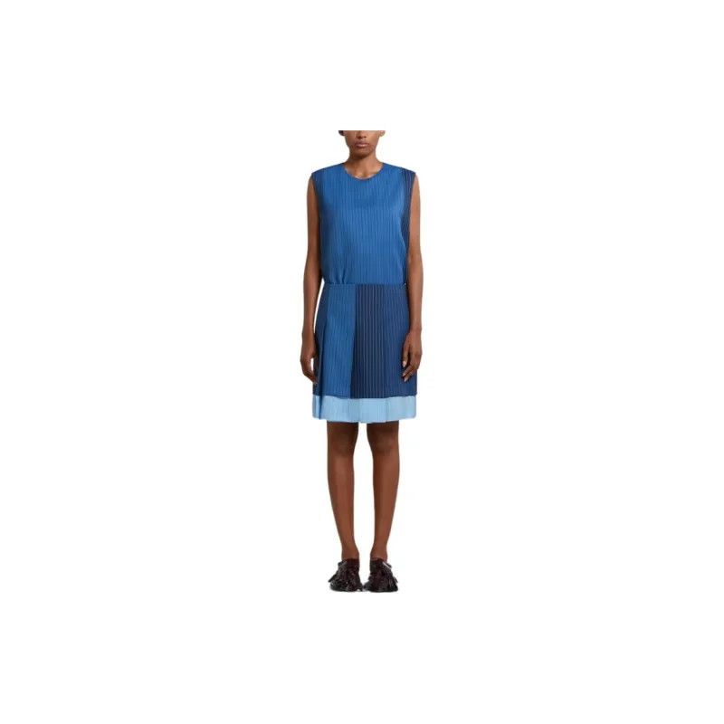 o1w1db10125 Pinstripe Pattern Miniskirt in Blue