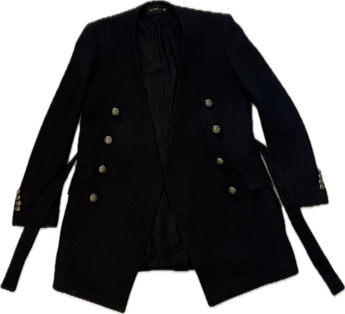 Balmain × H&M Balmain x H&M Wool Military Coat – Black – IT 50 / US 40 Size US M / EU 48-50 / 2 - 2 Thumbnail