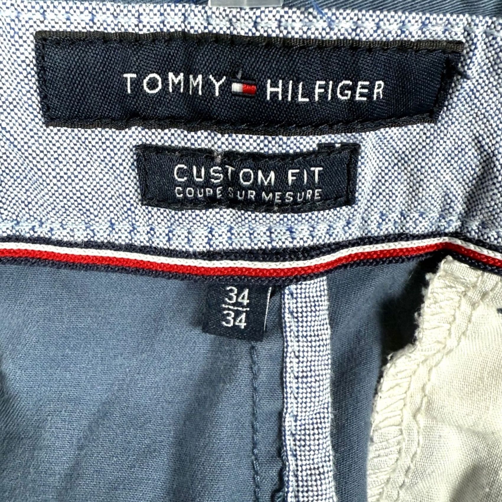 Tommy Hilfiger Tommy Hilfiger Custom Fit Chino Pants Men Blue 34x34 Waist 34 Inseam 34 Flat Front Pockets Logo Button Zip Workwear Casual Dress Pants Size US 34 / EU 50 - 4 Thumbnail