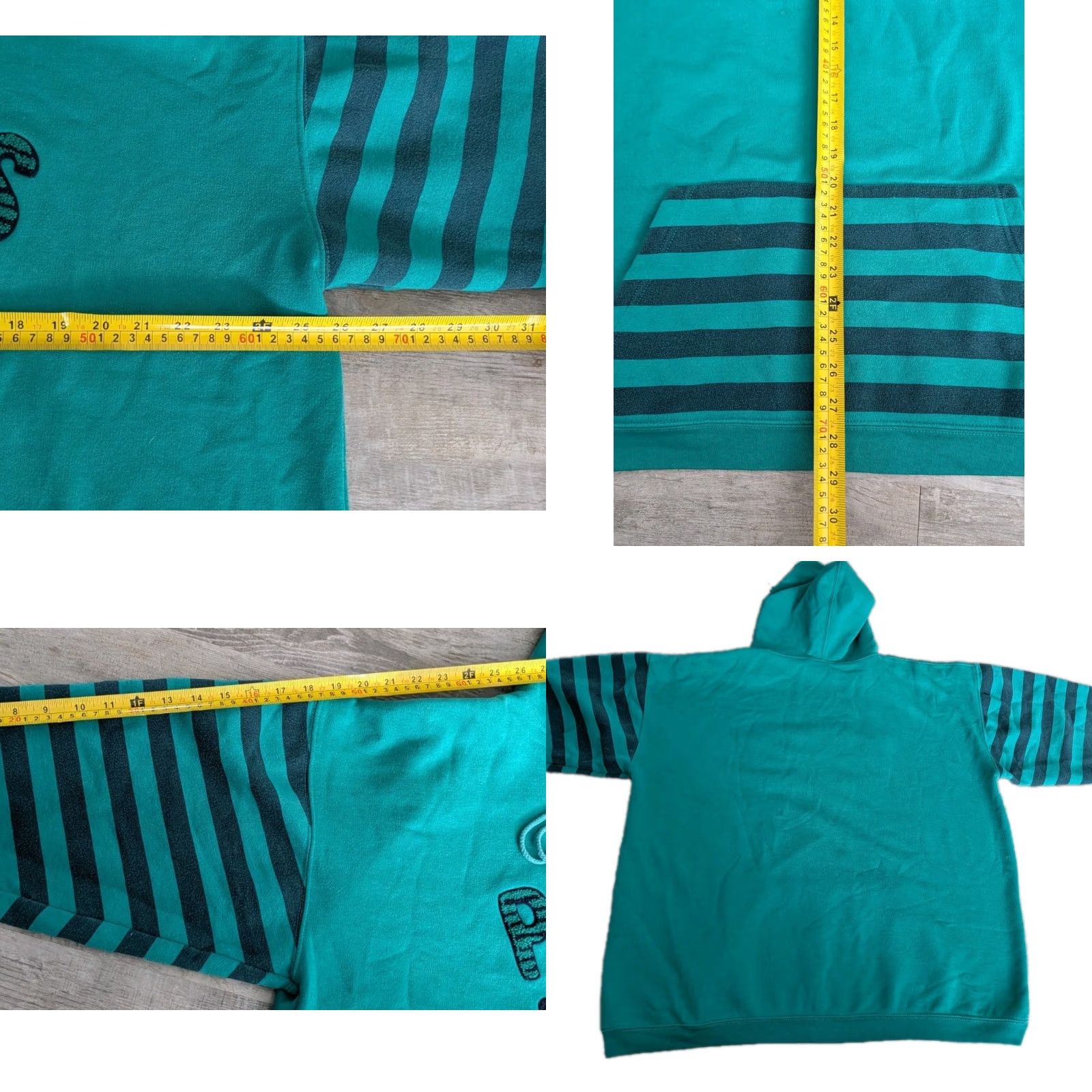 Vintage VINTAGE Paris Sport Club Hoodie Striped Sleeves Womens Oversized L 90’s Paris Graphic Print Fleece Pullover Size L / US 10 / IT 46 - 9 Thumbnail