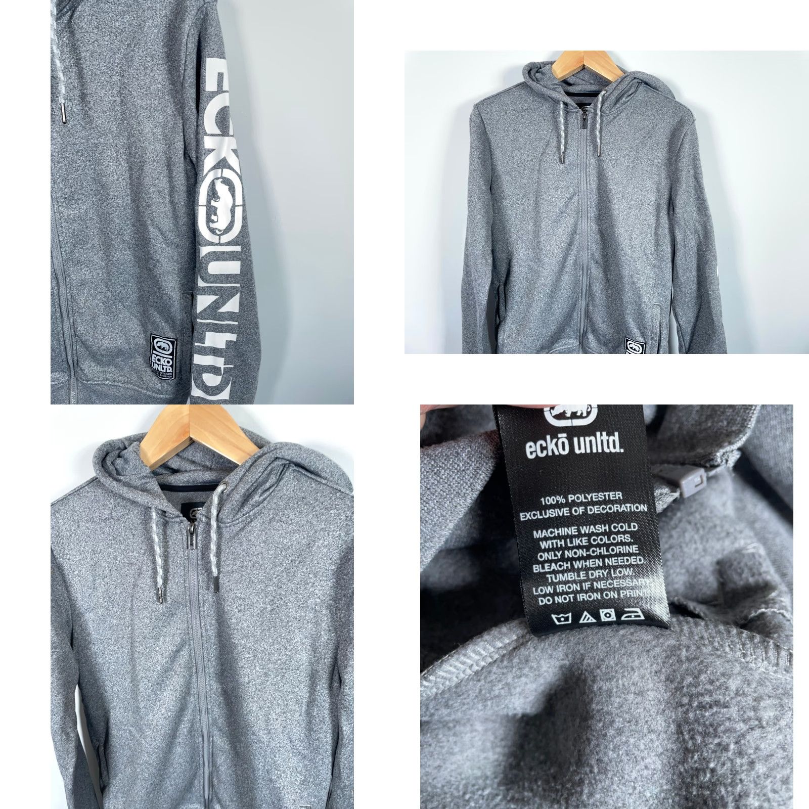 Ecko Unltd. VINTAGE Ecko Unltd. Hoodie Sweatshirt Full Zip Men Small Gray Logo Graphic Print 90s Hip Hop Retro /** Size US S / EU 44-46 / 1 - 8 Thumbnail
