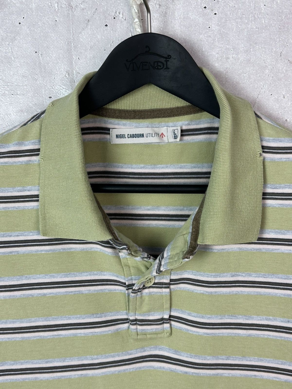 Nigel Cabourn Nigel Cabourn Utility Stripped Distressed Men’s Cotton Polo Size US L / EU 52-54 / 3 - 4 Thumbnail