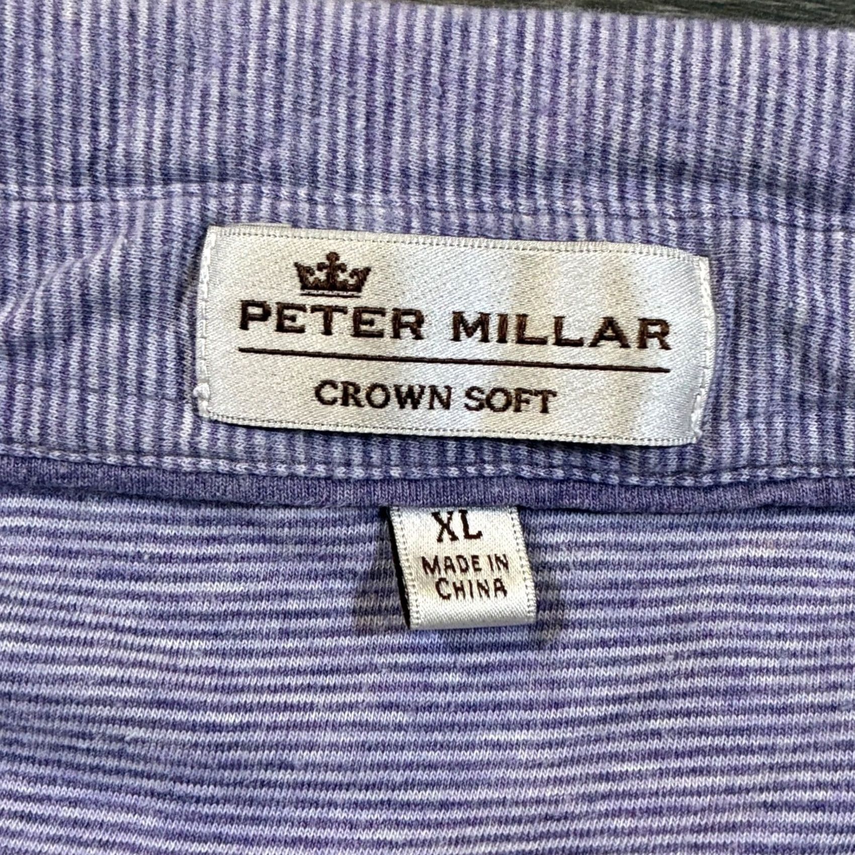 Peter Millar Peter Millar Crown Soft Striped Polo Shirt XL Mens Purple White Short Sleeve Size US XL / EU 56 / 4 - 4 Thumbnail