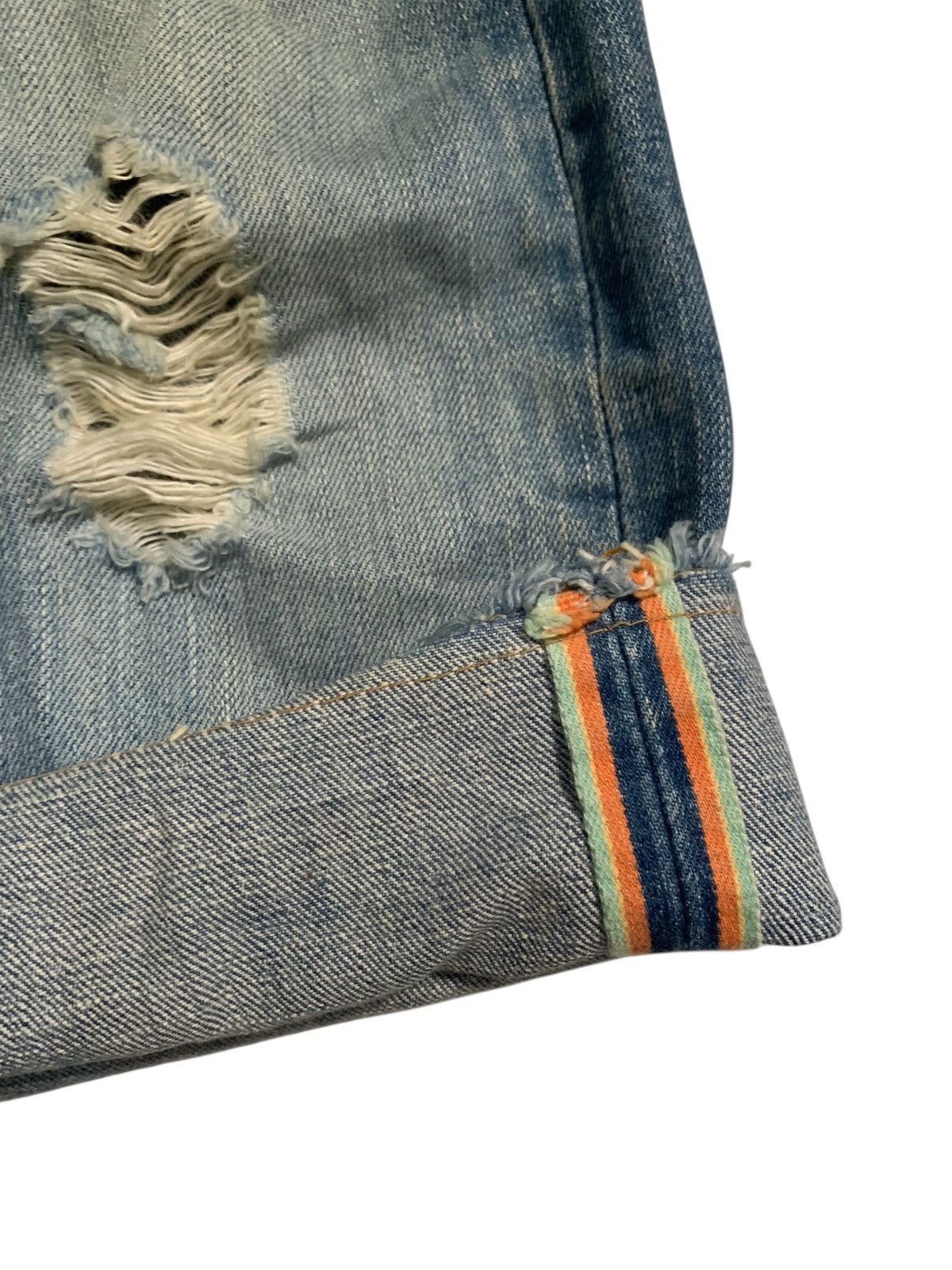 Kapital VINTAGE EDWIN 505S SELVEDGE PUNK SHORT DISRESSED DENIM Size US 32 / EU 48 - 10 Thumbnail