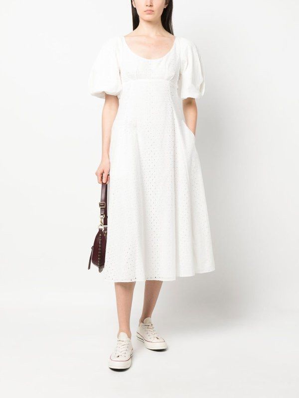 Kenzo o1y1025 Midi Dress in White Size S / US 4 / IT 40 - 5 Thumbnail
