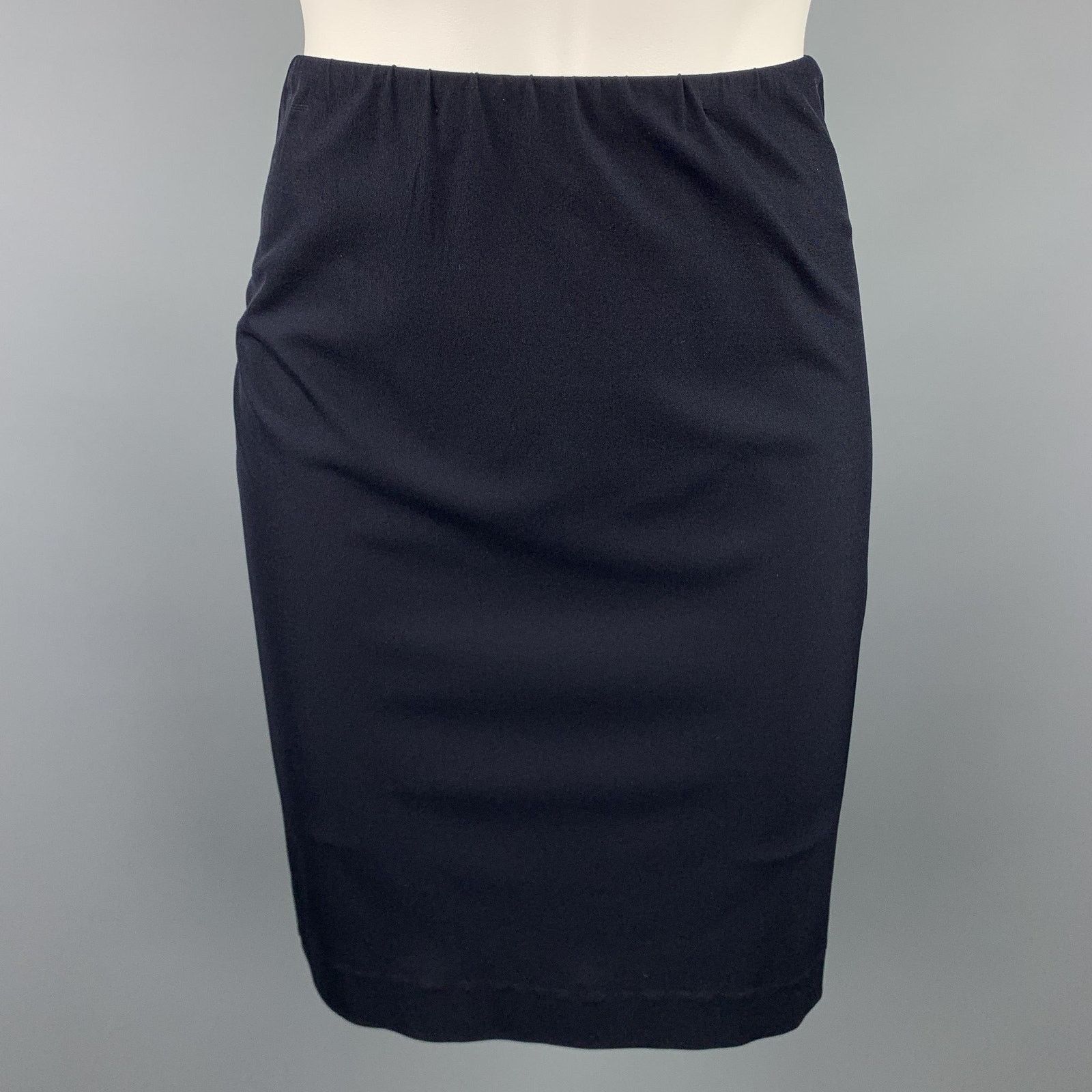Jil Sander JIL SANDER Size 6 Navy Jersey Elastic Waistband Pencil Skirt Size 28" / US 6 / IT 42 - 1 Thumbnail