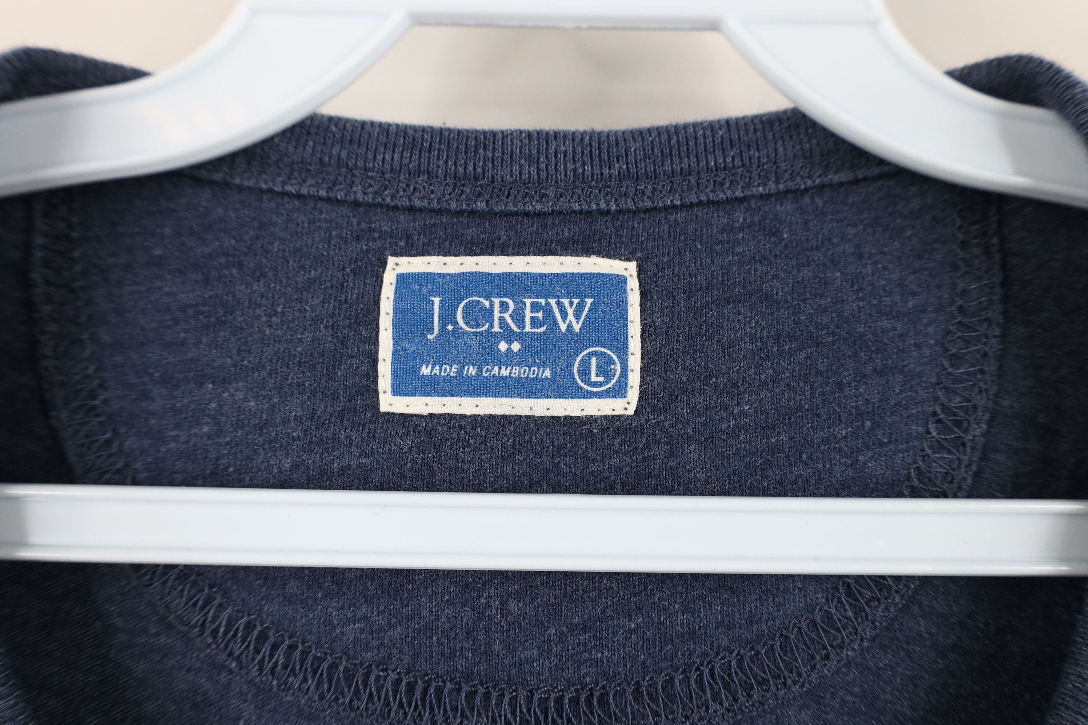 J.Crew J Crew Blank Knit Long Sleeve Henley T-Shirt Blue Cotton Size US L / EU 52-54 / 3 - 6 Thumbnail