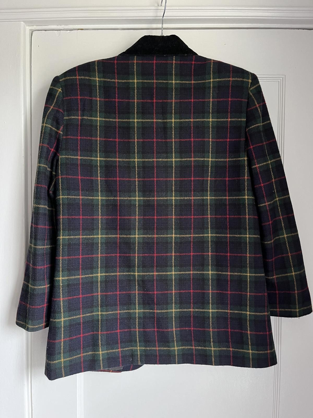 Designer Vintage Plaid Blazer with Velvet Collar Size M / US 6-8 / IT 42-44 - 2 Thumbnail
