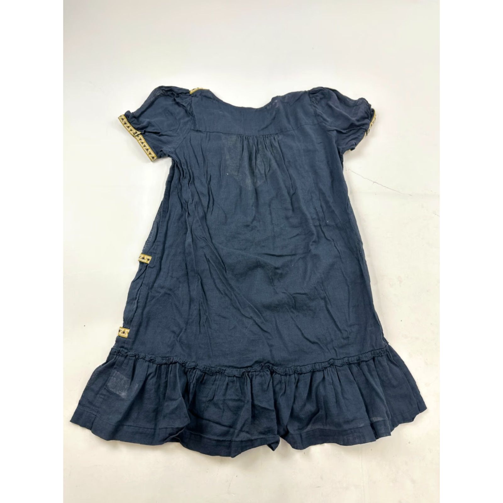 Velvet VINTAGE Velvet Dress Womens M Black A-Line Embroidered Pocket Hem Ruffle Side V-Neck Short Sleeve 100% Cotton Size M / US 6-8 / IT 42-44 - 2 Thumbnail