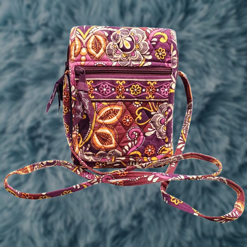 Vintage Vera Bradley Hipster Crossbody Bag Womens Purple Multi Fabric Paisley Zip Pocket P42 Size ONE SIZE - 1 Thumbnail