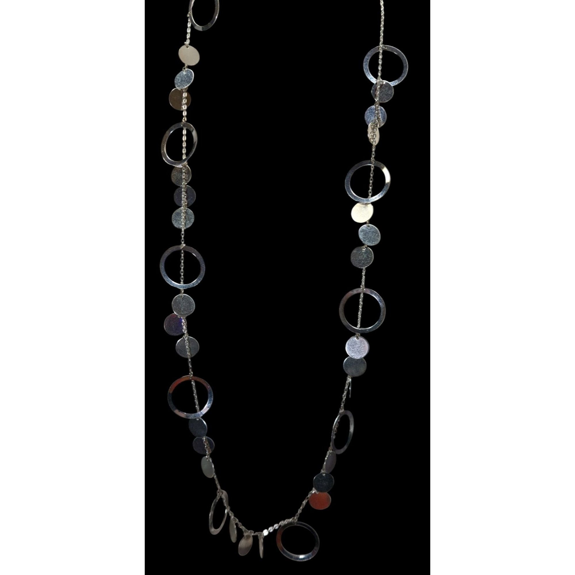 Other Vintage Glam Silver Tone Disc And Charm Necklace On Opera Le Size ONE SIZE - 4 Thumbnail