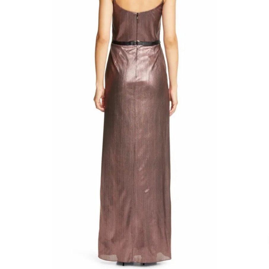 Marchesa NWT Marchesa Notte Metallic Lame Strapless Belted Gown Size L / US 10 / IT 46 - 5 Thumbnail