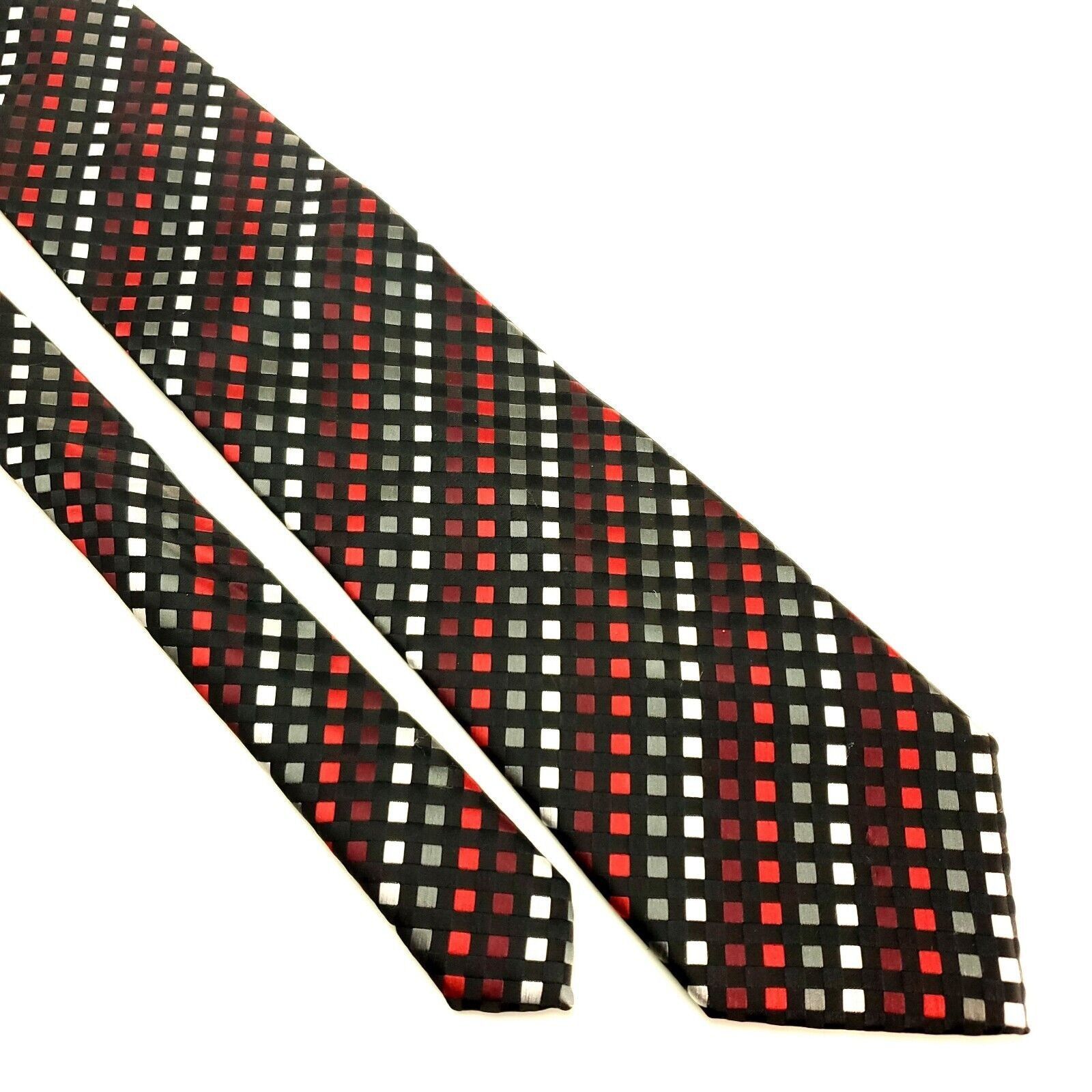 Vintage Knightsbridge Polyester Tie Red Gray Geometric Size ONE SIZE - 1 Thumbnail