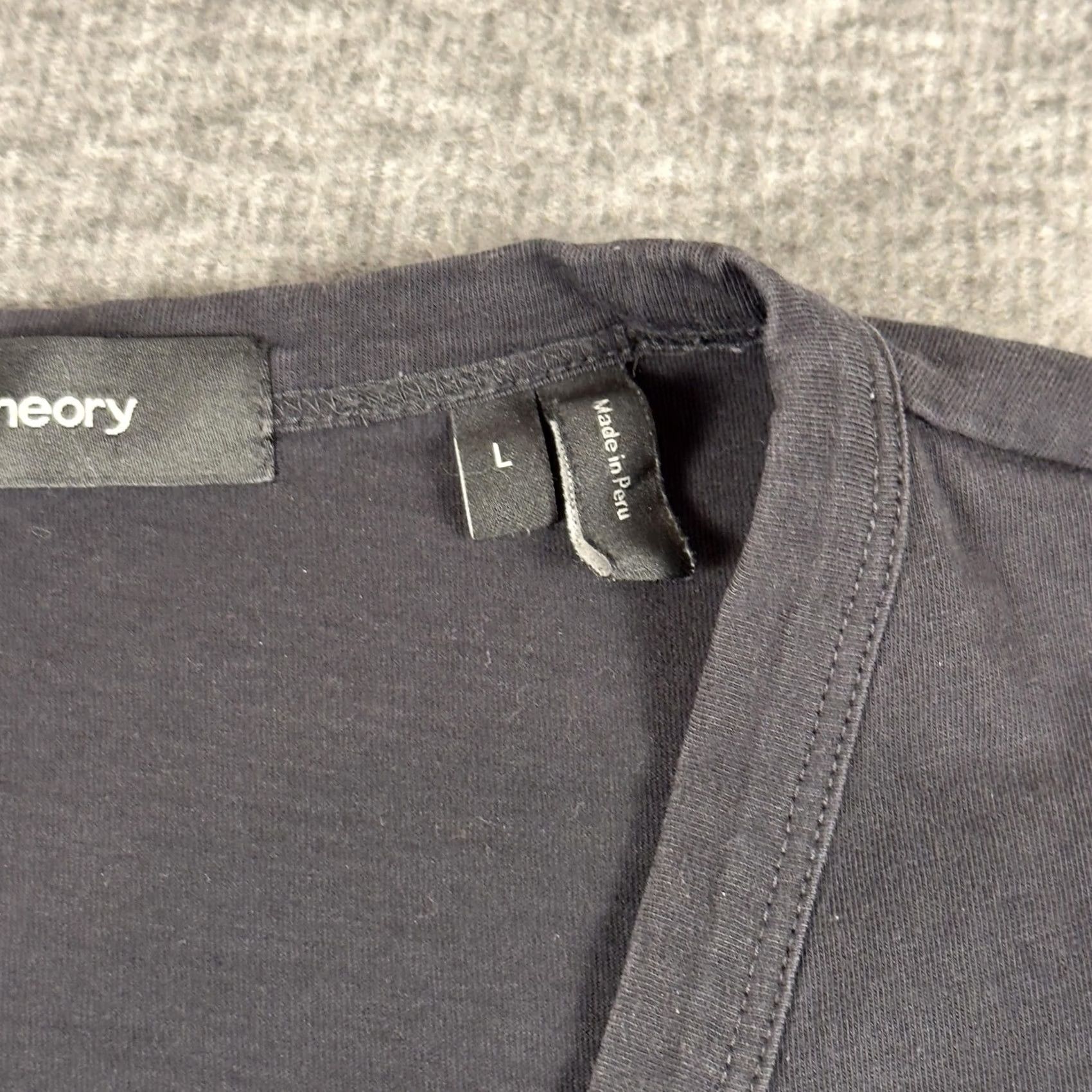 Theory Theory Mens Large Black V Neck Cotton Casual Tee Size US L / EU 52-54 / 3 - 3 Thumbnail