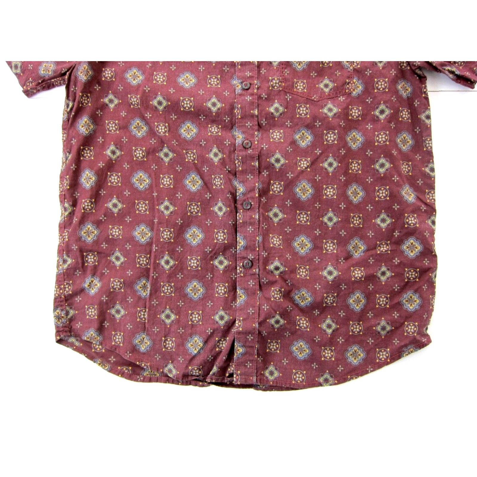 Billabong Billabong Cotton Red Yellow Blue Paisley Button Down Short Sleeve Shirt Men M Size US M / EU 48-50 / 2 - 6 Thumbnail