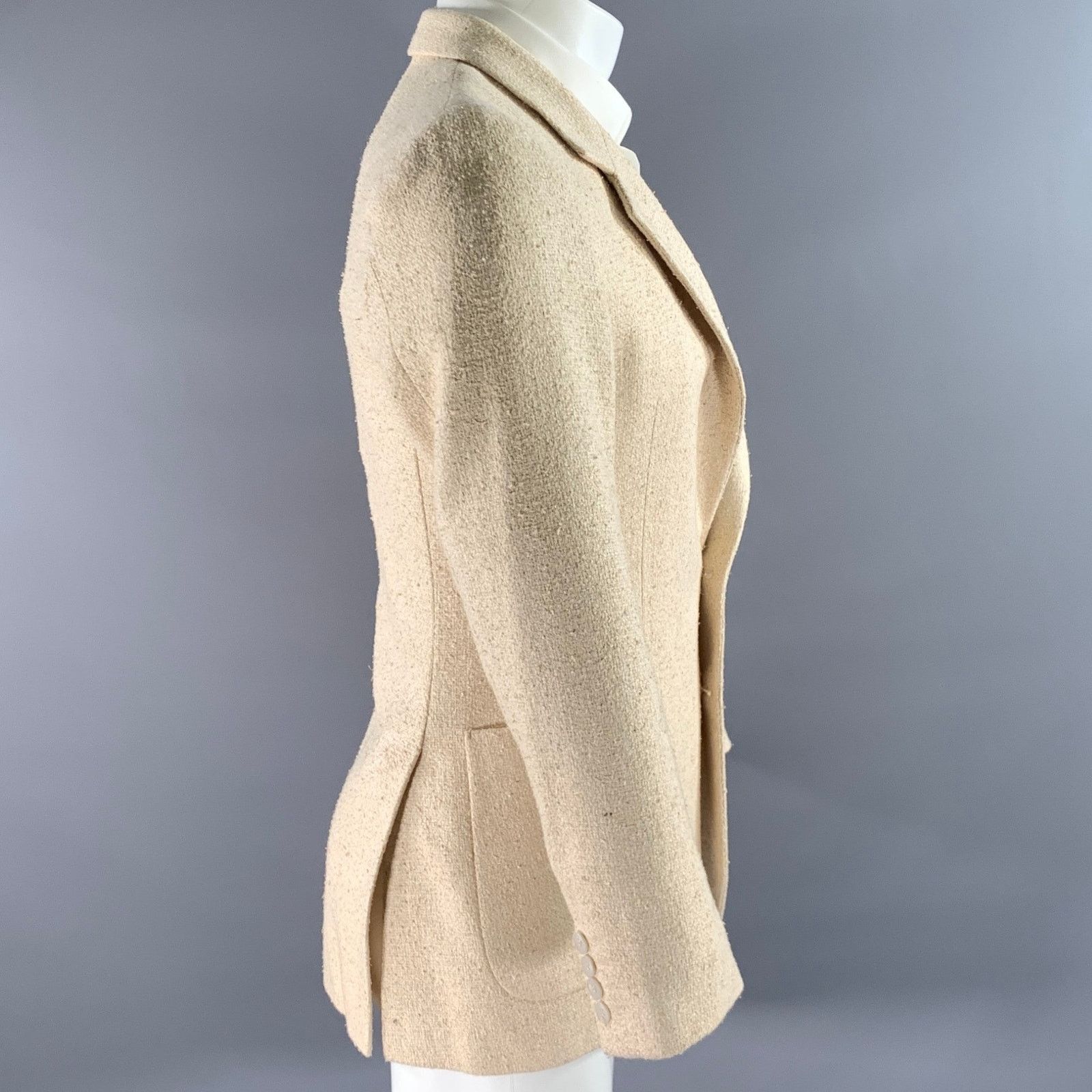Yves Saint Laurent YVES SAINT LAURENT Size 38 Cream Tweed Wool Blend Sport Coat Size US 5.5 / EU 38 - 3 Thumbnail