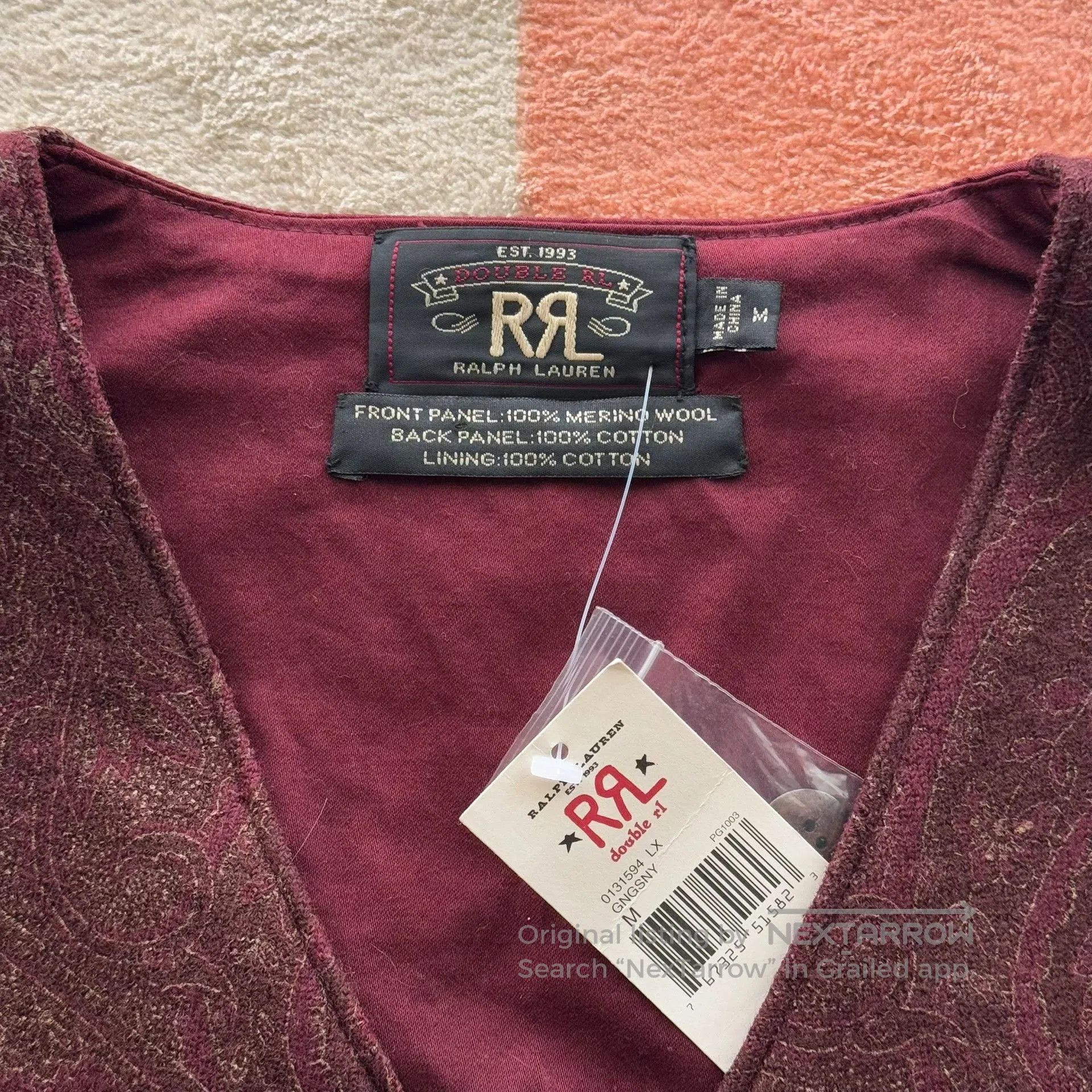 RRL Ralph Lauren RRL Double RL Wool Paisley Vest. Size US M / EU 48-50 / 2 - 6 Thumbnail