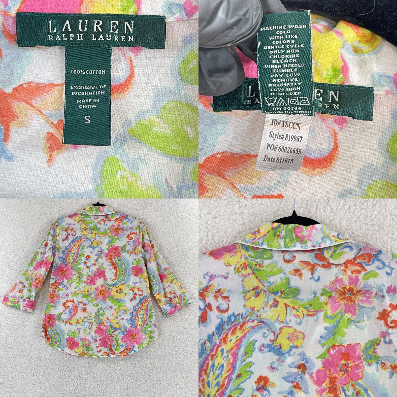 Ralph Lauren Lauren Ralph Lauren Button-Front Pajama Shirt Womens Size Small Pink Paisley Size S / US 4 / IT 40 - 8 Thumbnail