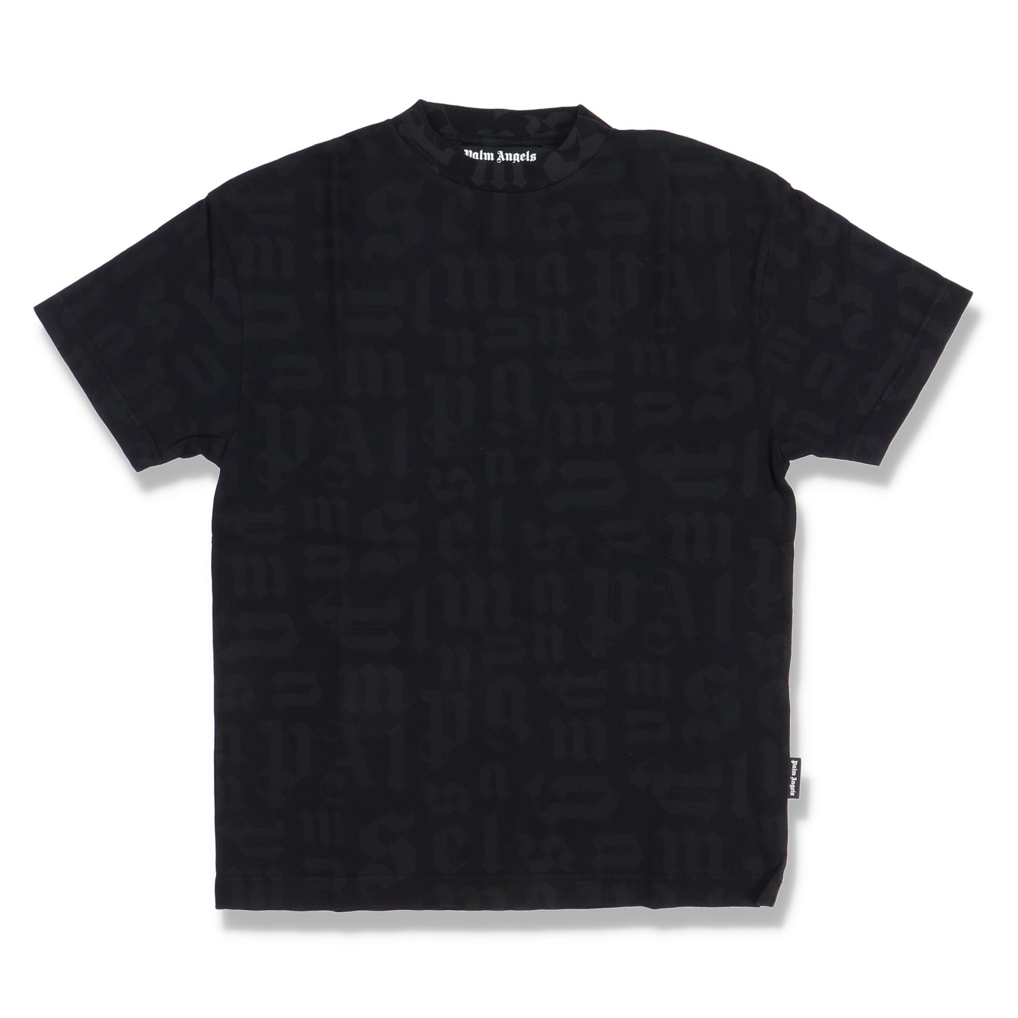 image of Palm Angels Black All Over Logo T-Shirt, Women's (Size Large)