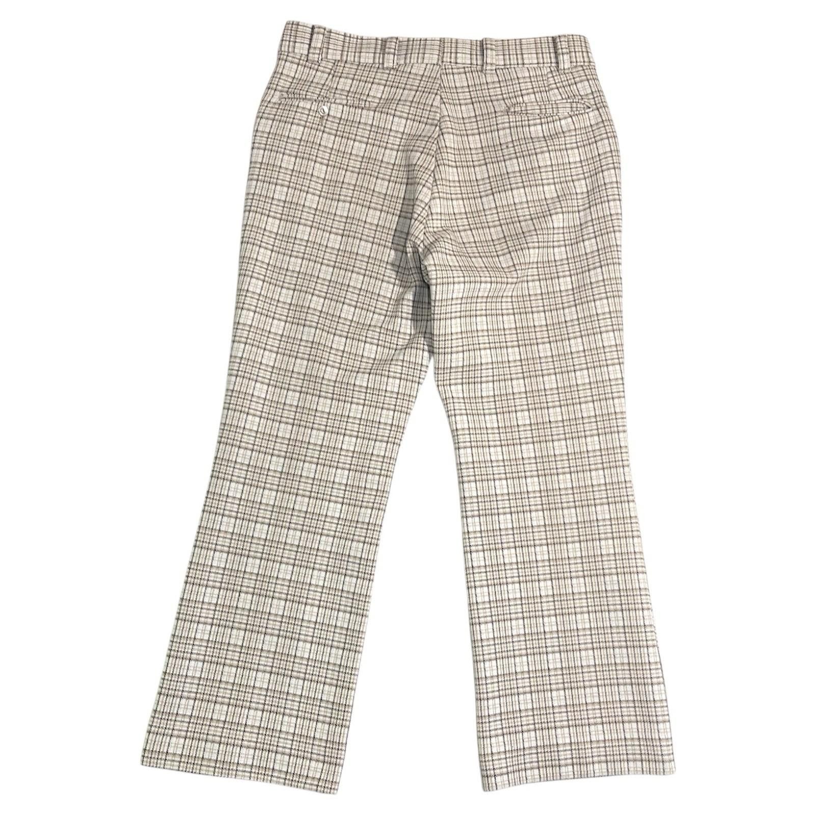 Vintage 1980s Plaid Comfortable Wide Leg High Waist Flair Trousers Size US 30 / EU 46 - 4 Thumbnail