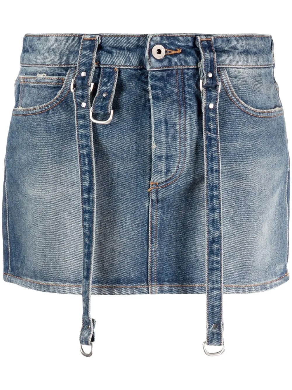Off-White o1y1225 Denim Mini Skirt in Blue Size 32" / US 10 / IT 46 - 1 Thumbnail