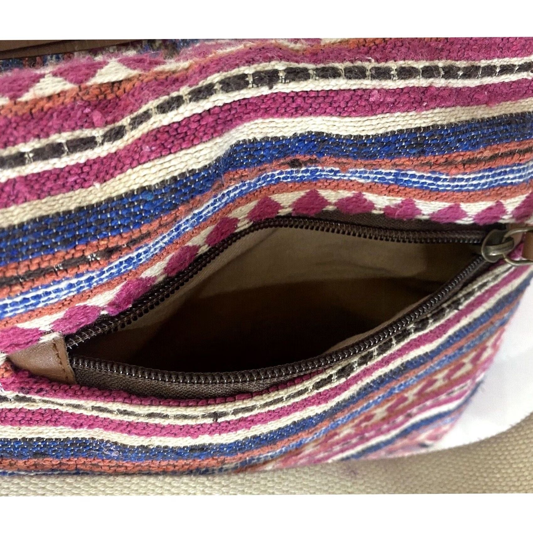 Pinko Artisan NY Backpack Women’s Boho Pink Multicolor Woven Leather Accents Bag Book Bag Size ONE SIZE - 4 Thumbnail