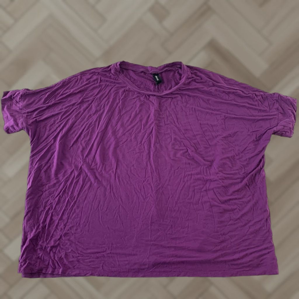 Vintage Agnes & Dora Short Sleeve Tunic Top Women's L Solid Purple Blouse Shirt Womens Tunic Purple Size L / US 10 / IT 46 - 1 Thumbnail