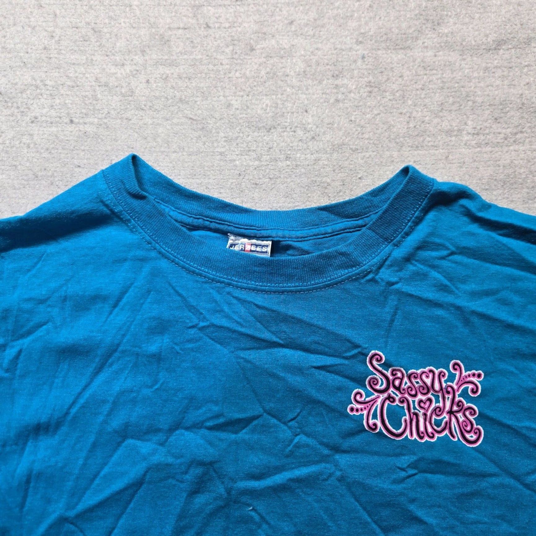 Vintage I Ain't Gonna Go If I Can't Wear My Flip Flops Short Sleeve T-Shirt L Large Blue Graphic Tee Women Shirt Size L / US 10 / IT 46 - 3 Thumbnail