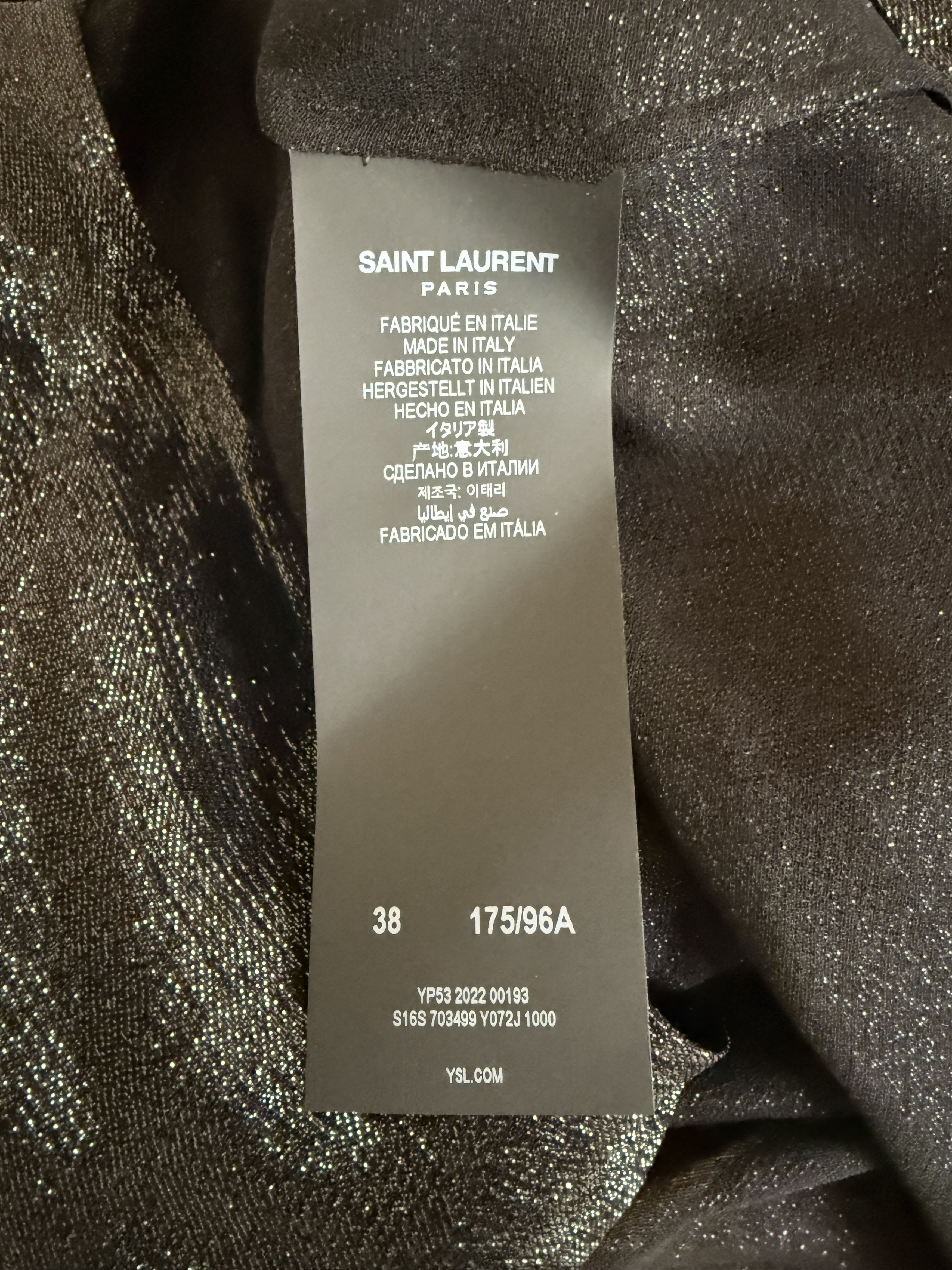Saint Laurent Paris FW22 Saint Laurent Lavalliere-Neck Shirt in Sparkling Silk Size US M / EU 48-50 / 2 - 10 Thumbnail