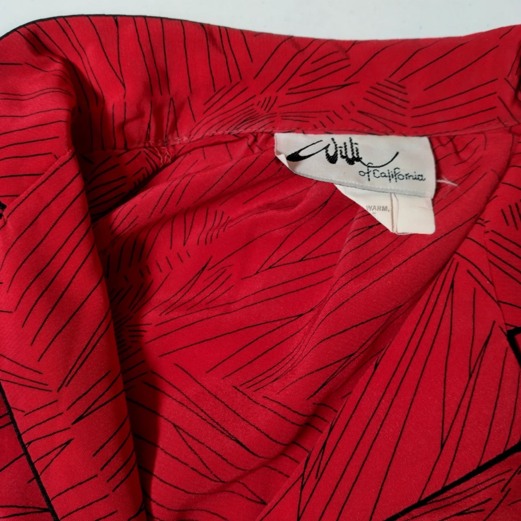 Vintage VINTAGE Willi of California Dress Shirt Dress Red 14 Long Sleeve Office Wear 1980s Midi Women's Business Casual Party/Cocktail Wedding Black accents? Size XL / US 12-14 / IT 48-50 - 5 Thumbnail