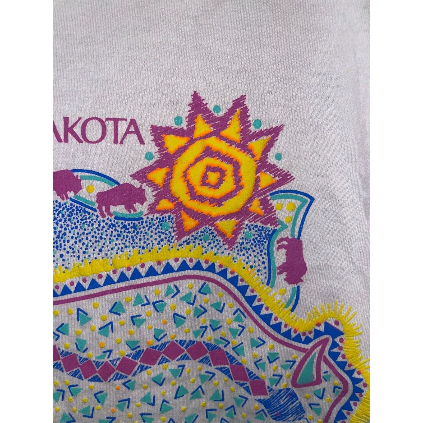 Jerzees Vintage South Daktoa Shirt Tribal Buffalo White M Tee Size US M / EU 48-50 / 2 - 3 Thumbnail