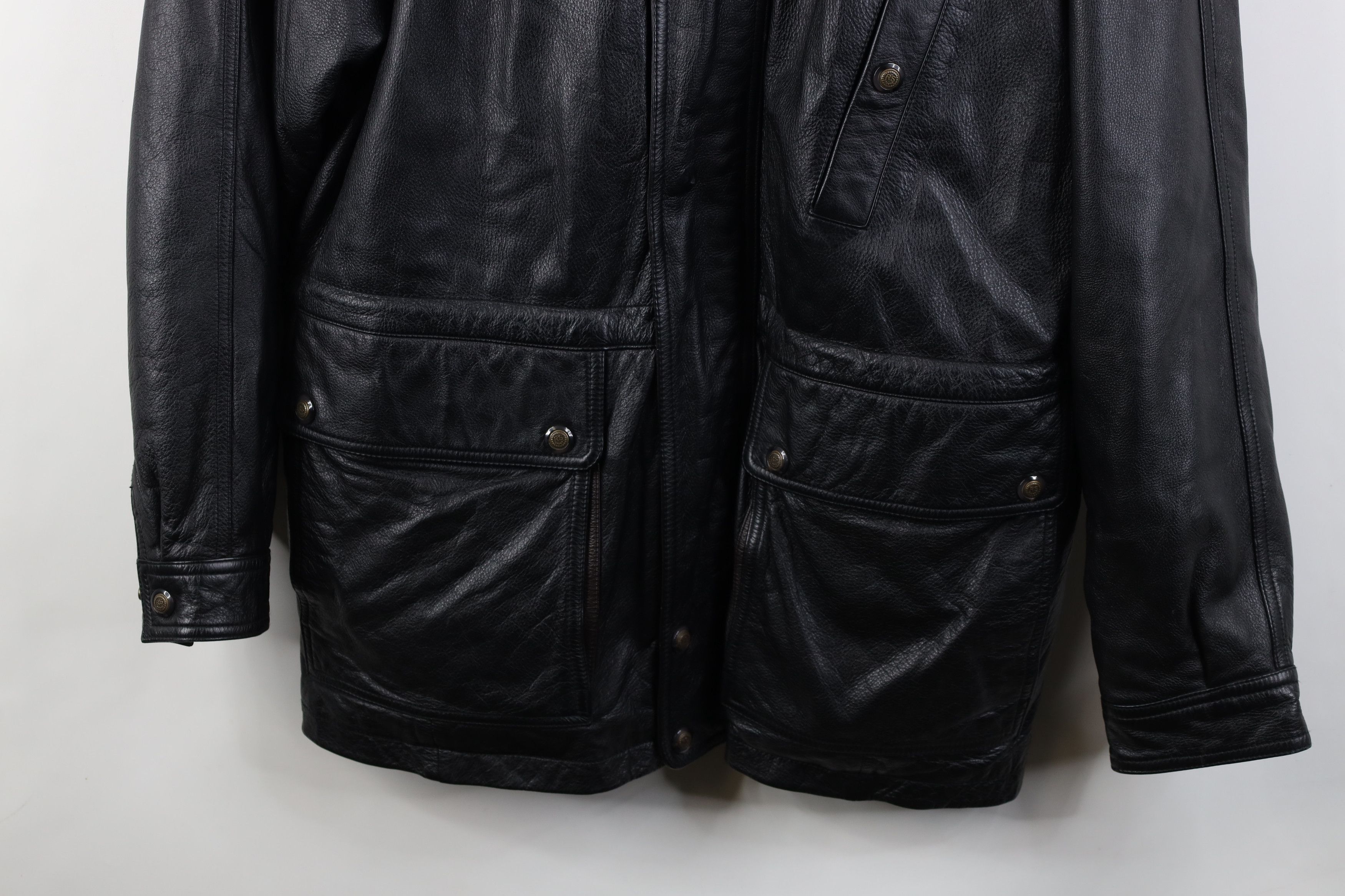 Vintage 90s Streetwear Heavy Leather Chore Jacket Black