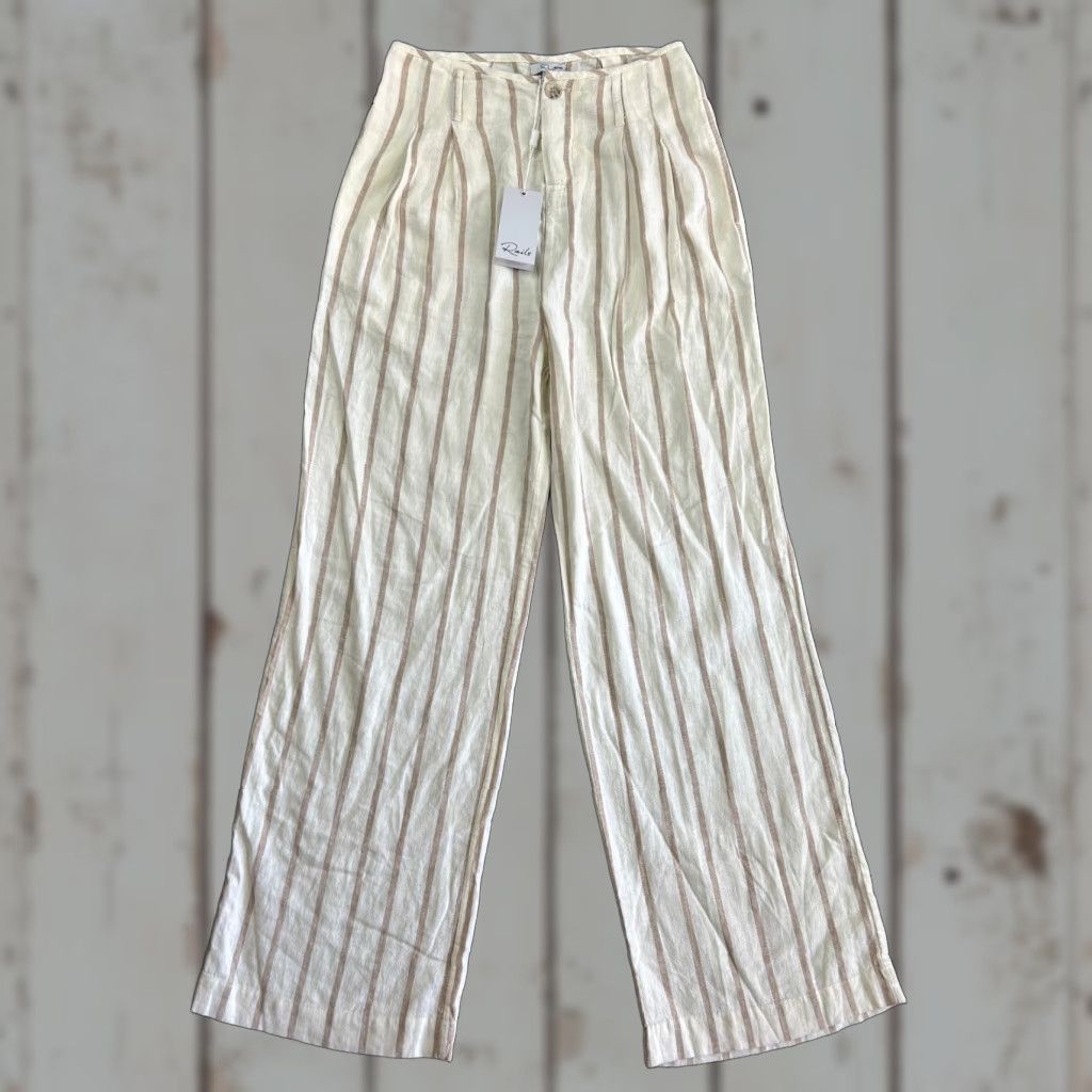 Rails Rails Womens Pants Linen Blend Striped Beige Small Wide Leg NEW Beach Casual Size 28" / US 6 / IT 42 - 1 Thumbnail
