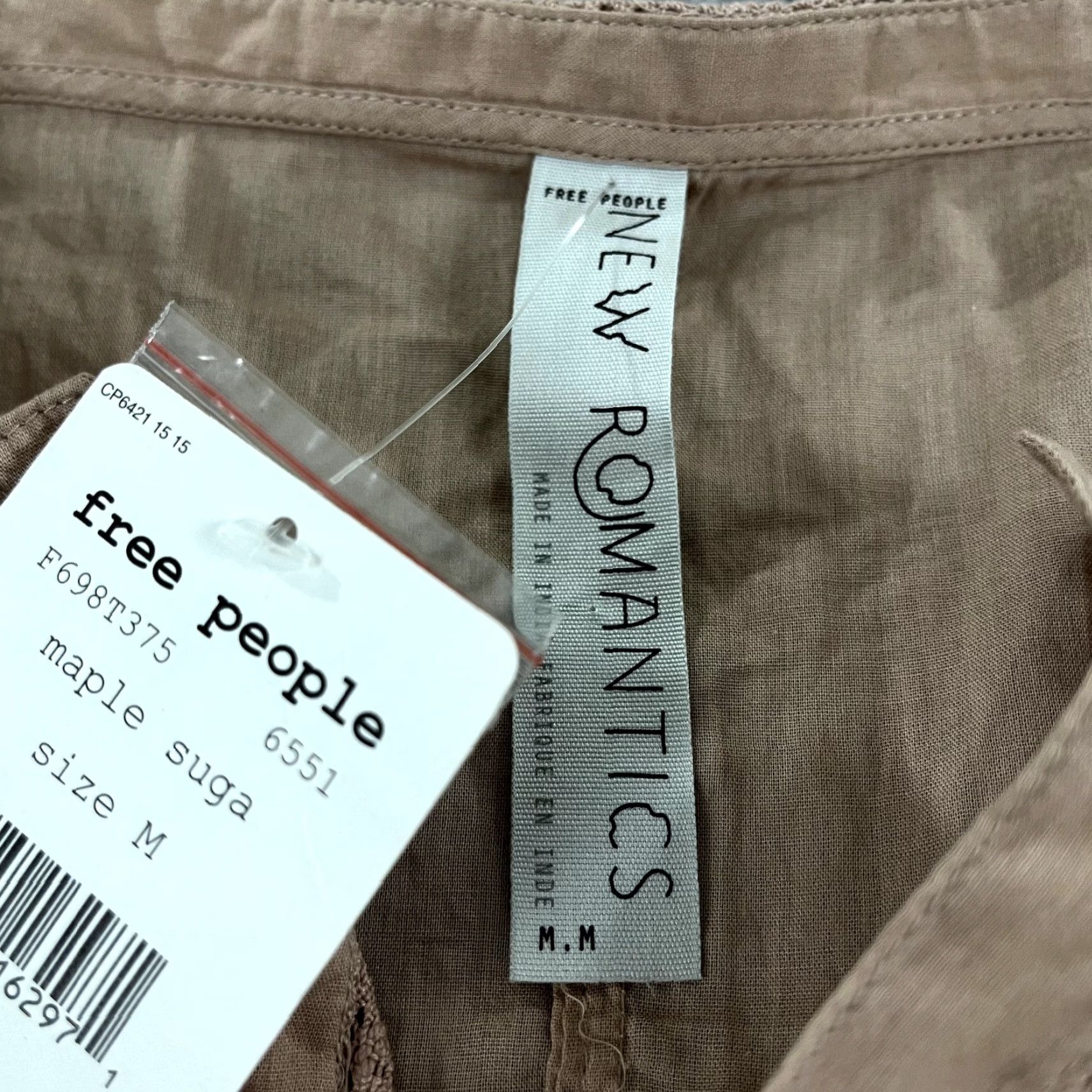 Free People Free People Shirt Women Medium Button-Up Blouse Floral Embroidered 100% Cotton Brown New Romantics Women Size M / US 6-8 / IT 42-44 - 3 Thumbnail