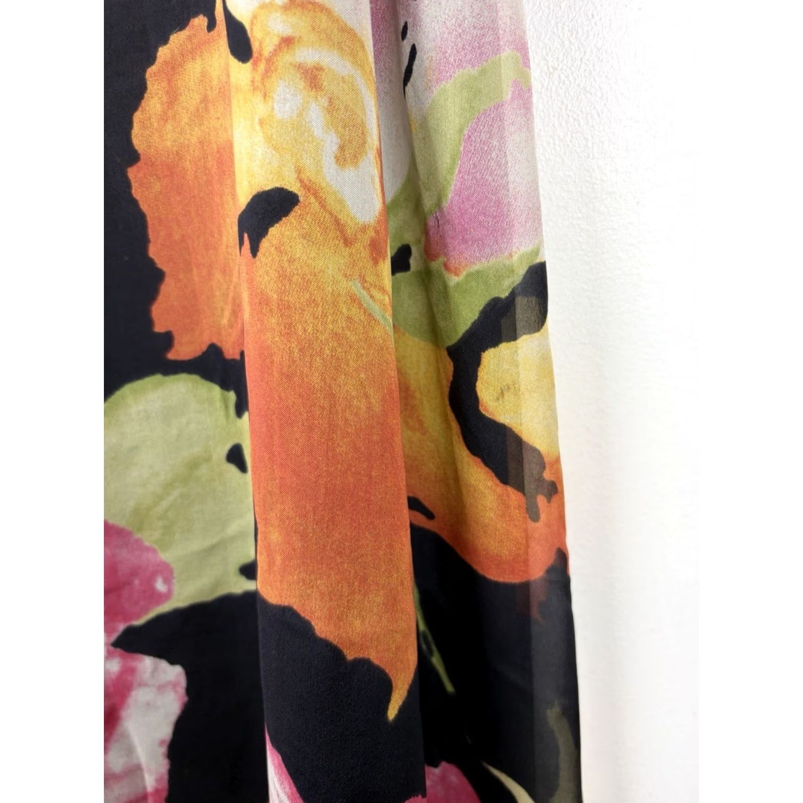 Vintage Dana Buchman Maxi Skirt Womens 14 Black Silk Floral Lined Long Skirt Petite Casual Workwear 90s Bohemian City Flower Gang Mens? Size 36" / US 14 / IT 50 - 5 Thumbnail
