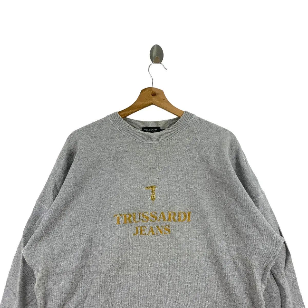 Trussardi × Vintage Vtg TRUSSARDI JEANS ITALY Center Logo Oversized Sweatshirt Size XL / US 12-14 / IT 48-50 - 2 Thumbnail