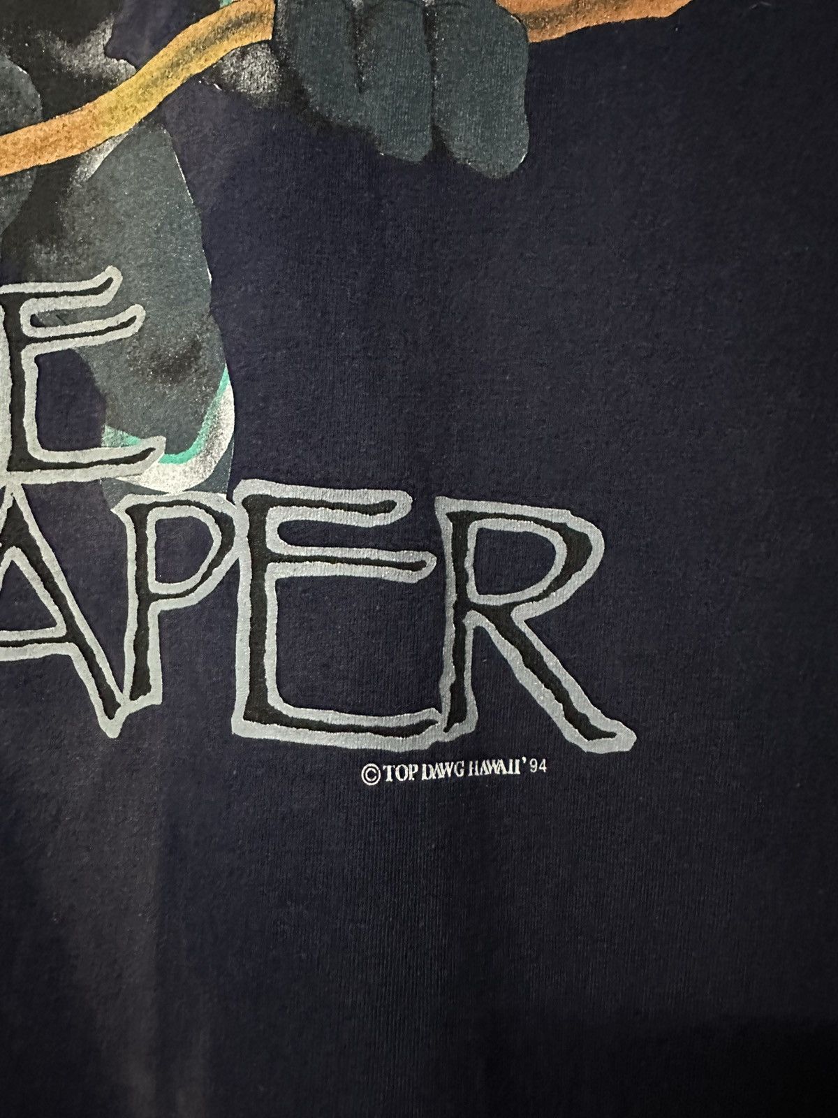 Top Dawg Entertainment × Vintage Vintage 90s Top Dawg Ice Reaper Sun Faded Tee Size US XL / EU 56 / 4 - 3 Thumbnail