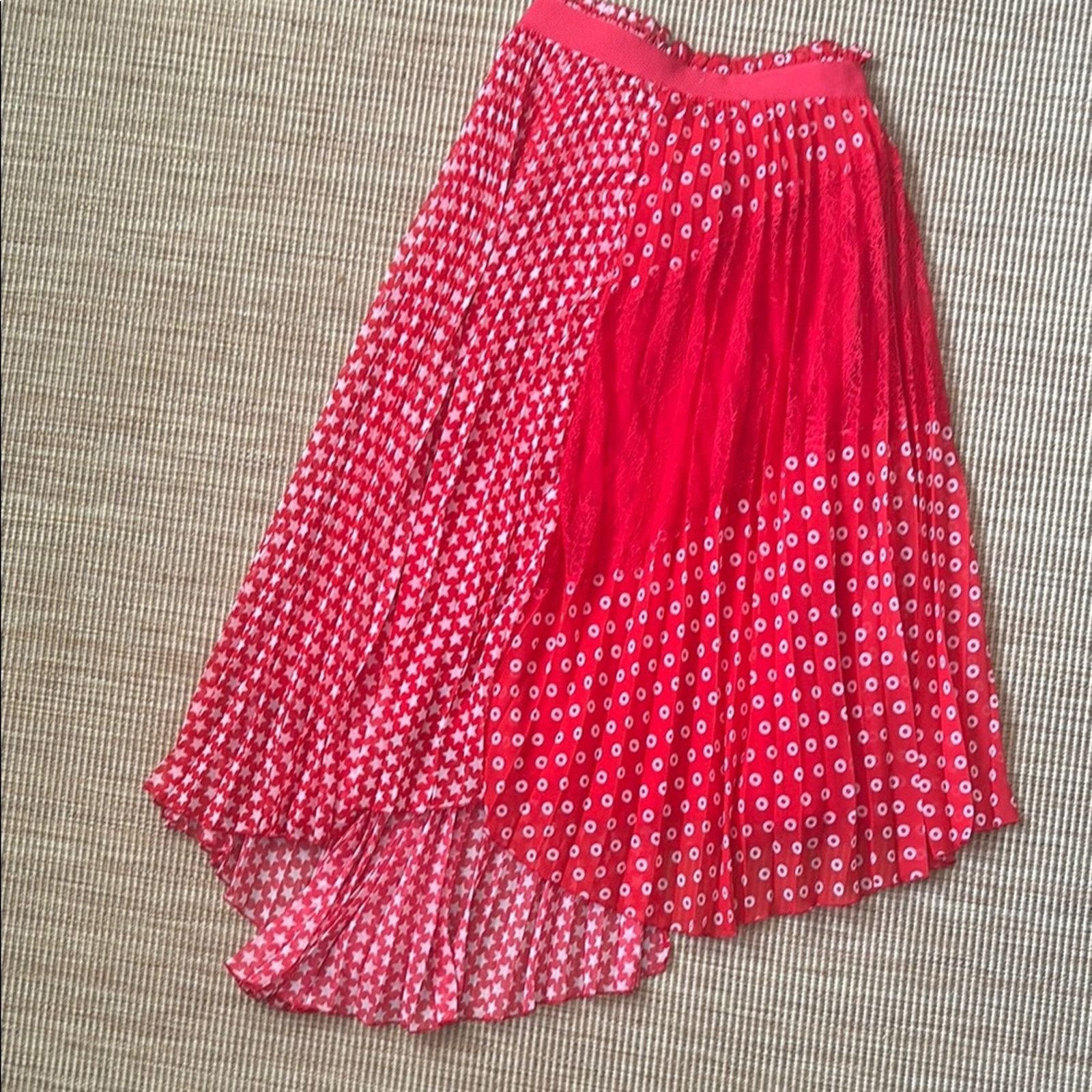 Ermanno Scervino NWT Ermanno Scervino Red and White Asymmetrical Wrap Skirt S Size 42" / US 20 - 7 Thumbnail