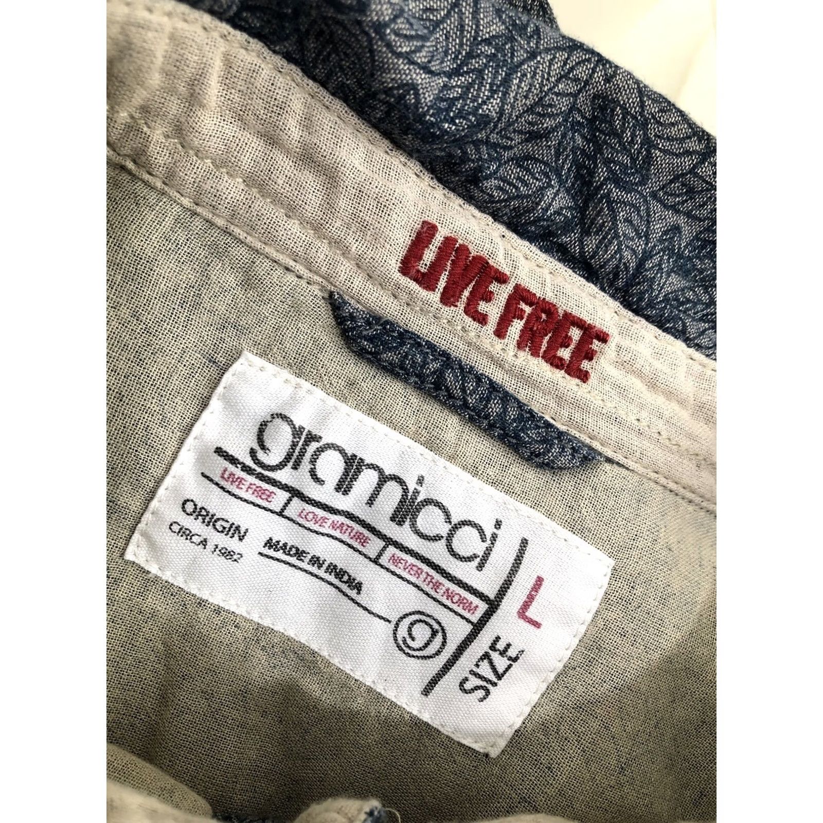 Gramicci GRAMICCI Floral Leaf Pattern Soft Cotton Mens Lg. Shirt Size US L / EU 52-54 / 3 - 6 Thumbnail