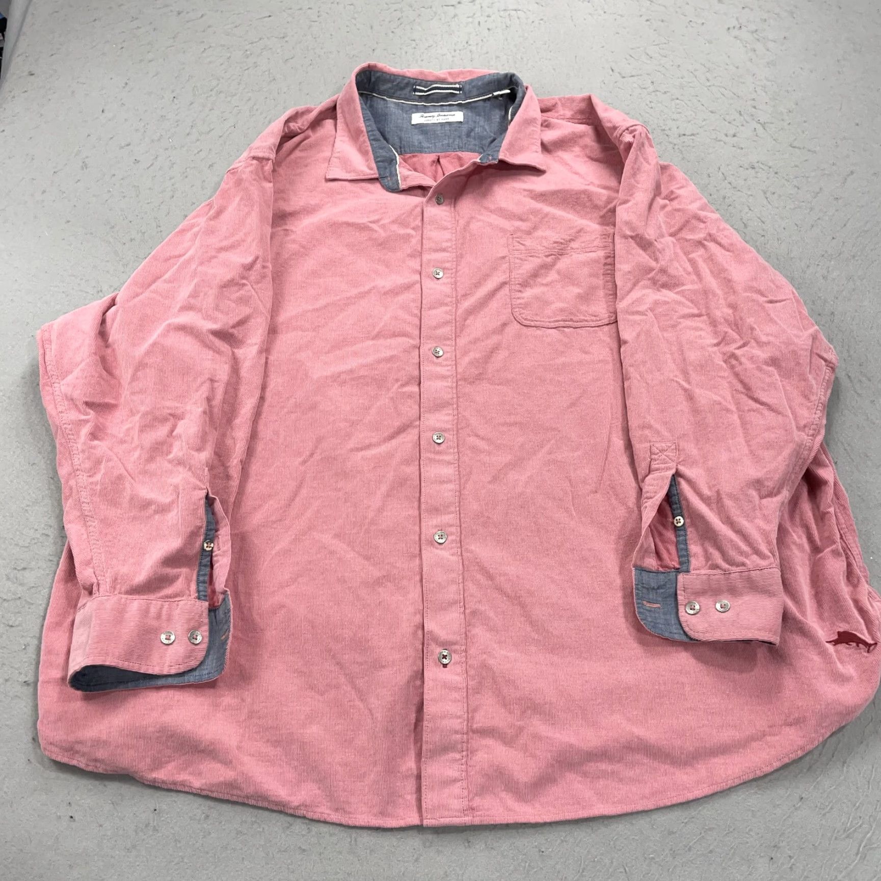 Tommy Bahama Tommy Bahama Shirt Mens Big 4X Pink Corduroy Button-Up Casual Coastal Coastline Corduroy Shirt Mens Big & Tall Pink Size US XXL / EU 58 / 5 - 2 Thumbnail
