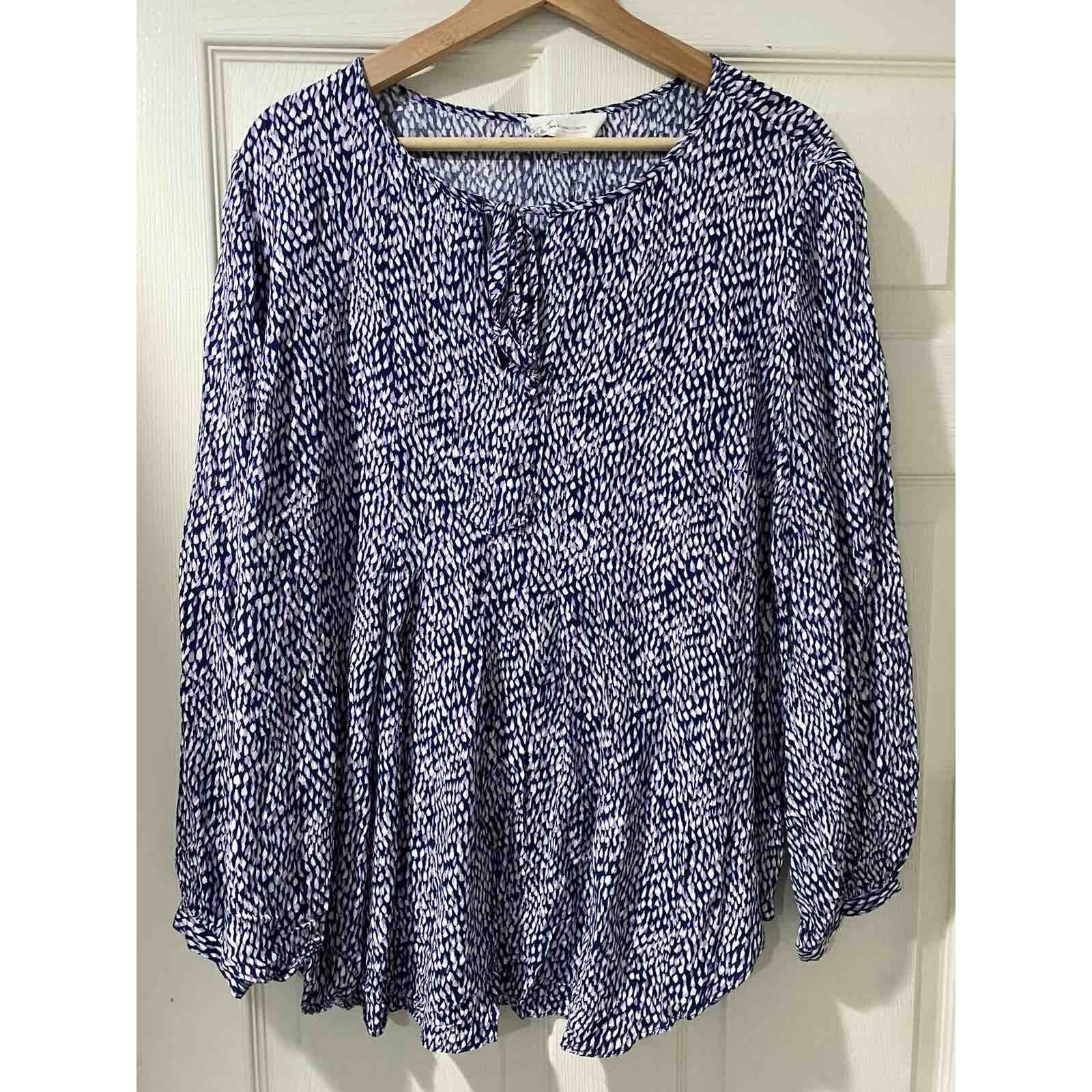 Vince Camuto Two By Vince 1X Purple Tie Neck Blouse Long Sleeve A003295 Size XL / US 12-14 / IT 48-50 - 1 Thumbnail