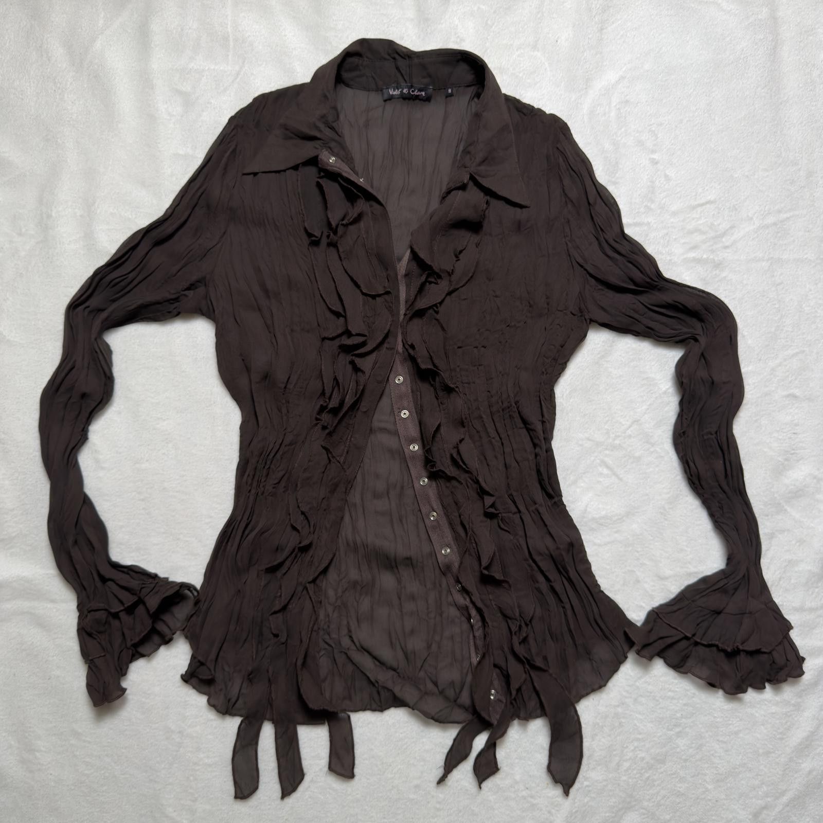Other Violet and Clarie Y2K Fairy Grunge Brown Ruffle Blouse Size S / US 4 / IT 40 - 1 Thumbnail