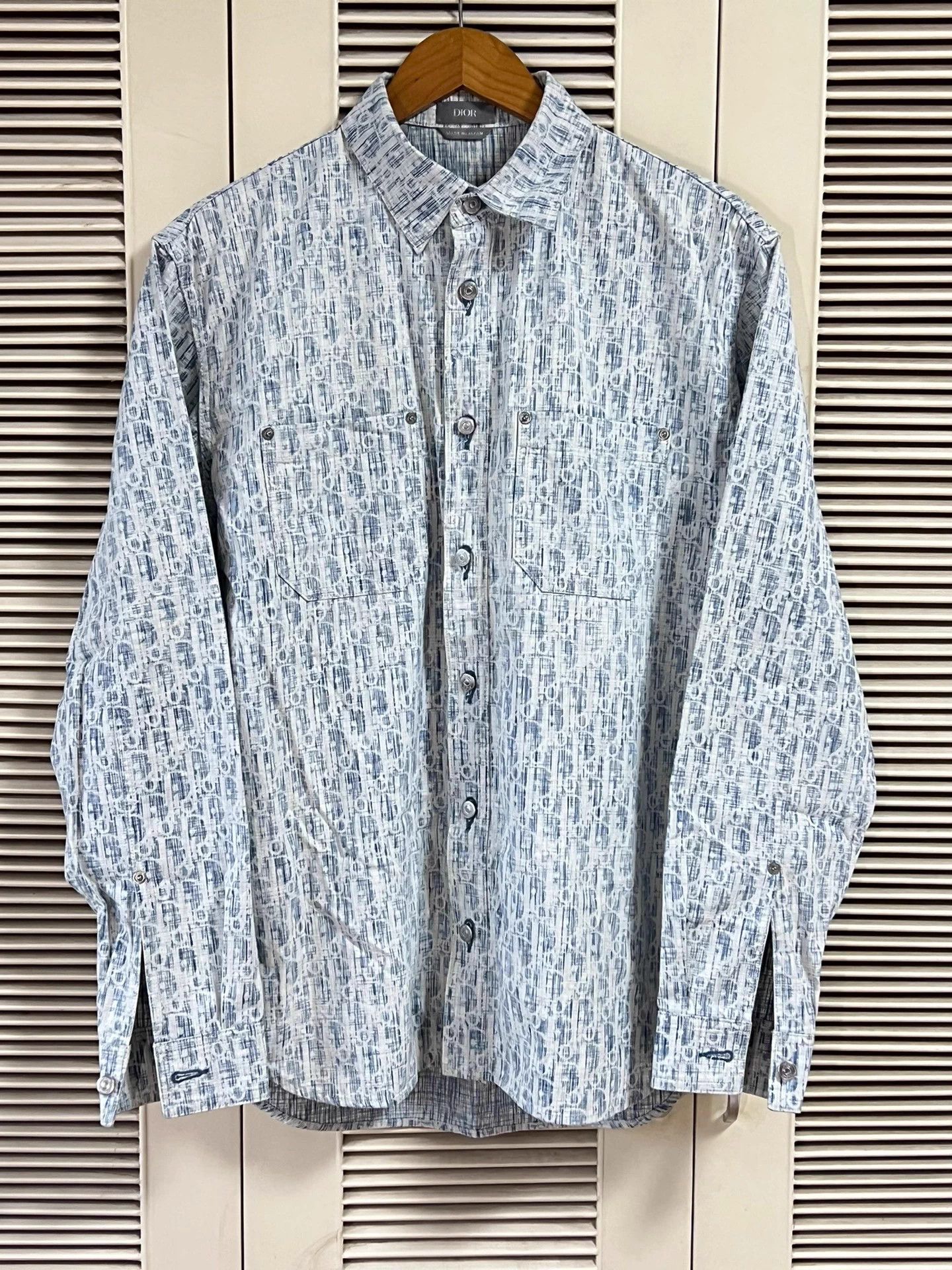Dior Dior Men's Classic Blue Pattern L/S Shirt 38 Japan Size US M / EU 48-50 / 2 - 1 Thumbnail
