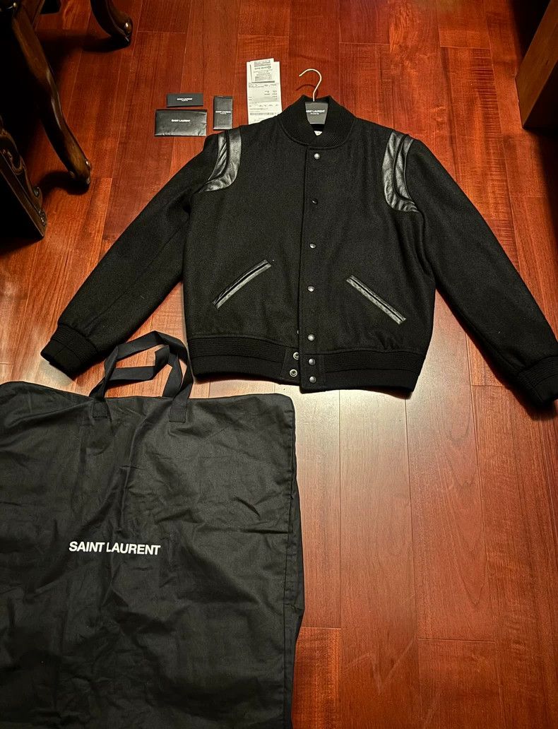 Saint Laurent Paris Saint Laurent Black Wool Bomber Jacket Size US M / EU 48-50 / 2 - 1 Thumbnail