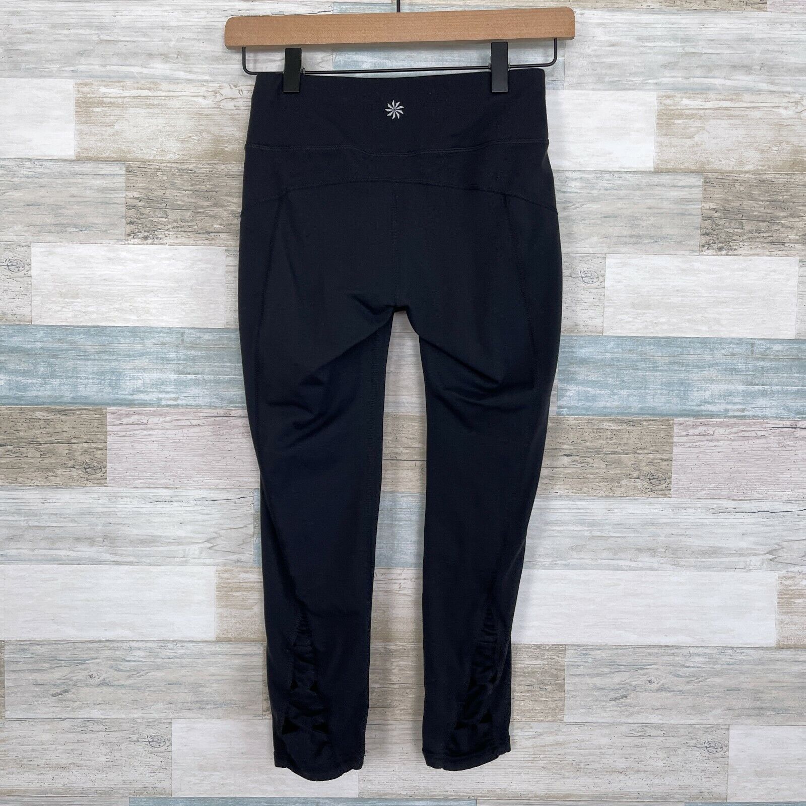 Other Athleta Power Lace Calf Capri Yoga Leggings Black Womens XS Size 23" - 3 Thumbnail