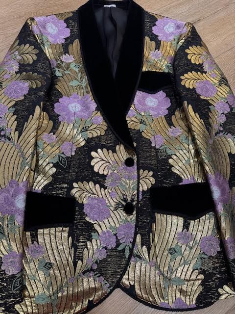 Dolce & Gabbana Dolce and Gabanna Floral Blazer with Velvet Lapel Size 48R - 2 Thumbnail