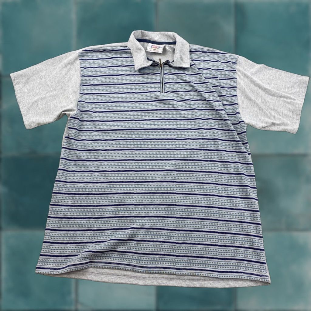 Bugle Boy VINTAGE Bugle Boy Polo Shirt Mens Large 1/4 Zip Short Sleeve Blue Cotton Zipper USA Shirt Mens Regular Fit Size US L / EU 52-54 / 3 - 1 Thumbnail