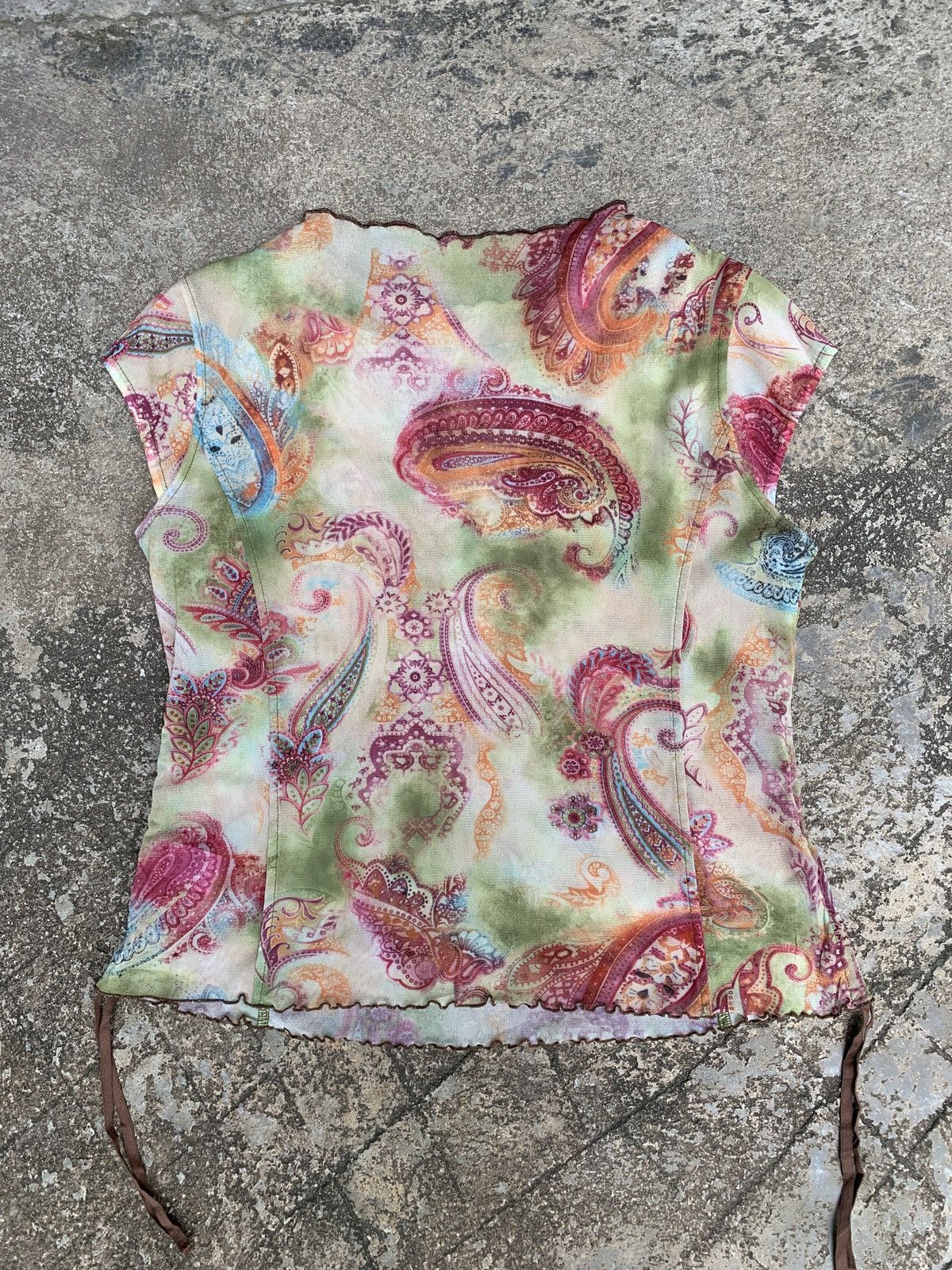 Japanese Brand × Kansai Yamamoto y2k Kansai Yamamoto BIS Japan Paisley Lace Fitted Mesh Top Size L / US 10 / IT 46 - 2 Thumbnail