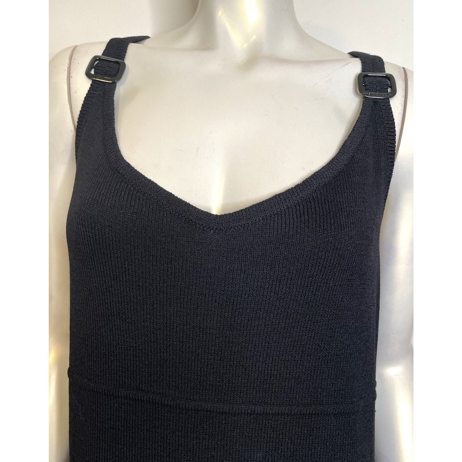 St John Black Santana Knit Jumper Dress L XL 10 12 14 Buckle